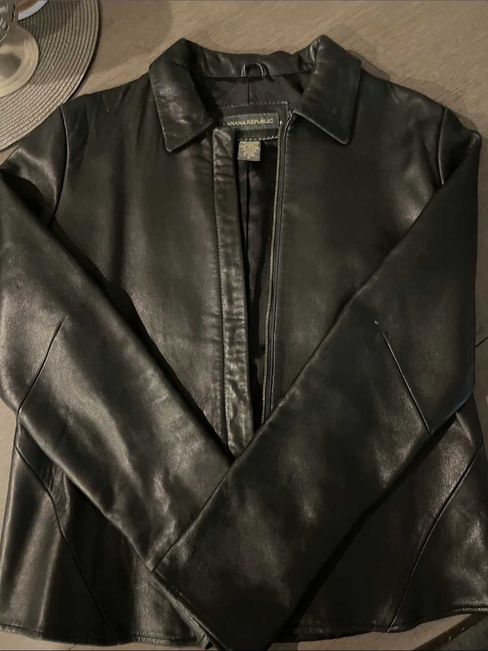Banana Republic Women’s Black Leather Shirt Jacket